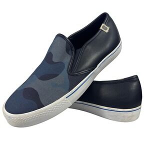 Coach C3094 Men's Slip On Sneakers Blue Camo Canvas Leather Size 13D